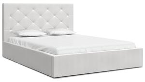 Luxusní postel MAOMA 140x200 s kovovým zdvižným roštem BÍLÁ
