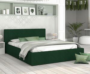 Luxusní postel CARO 160x200 s kovovým zdvižným roštem ZELENÁ