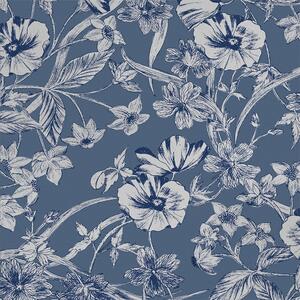 Modrá vliesová tapeta na zeď, stříbrné květy, 118486, Laura Ashley 3