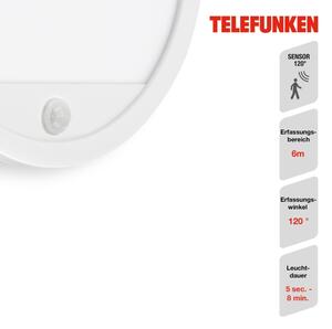 Telefunken 313706TF-LED Venkovní nástěnné svítidlo se senzorem LED/15W/230V IP44