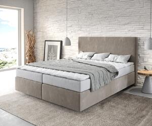 DELIFE Boxspring postel Dream-Well 160x200 cm mikrovlákno béžová s matrací a topperem