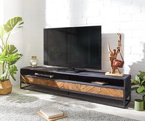 DELIFE TV stolek Famke 200 cm mango teak 2 přihrádky 3 zásuvky