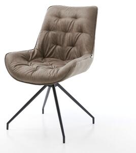 DELIFE Jídelní židle Taimi-Flex mikrovlákno taupe vintage křížová podnož zúžená černá