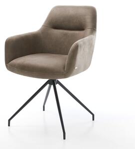 DELIFE Jídelní židle Pejo-Flex mikrovlákno taupe vintage křížová podnož zúžená černá taštičkové pružiny