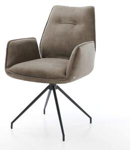 DELIFE Jídelní židle Zoa-Flex mikrovlákno taupe vintage křížová podnož zúžená černá taštičkové pružiny