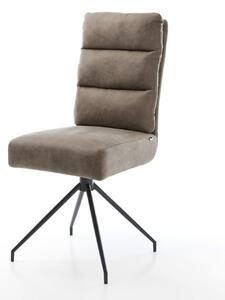 DELIFE Jídelní židle Pela-Flex mikrovlákno taupe vintage křížová podnož zúžená černá taštičkové pružiny