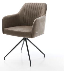 DELIFE Jídelní židle Greg-Flex mikrovlákno taupe vintage křížová podnož zúžená černá taštičkové pružiny