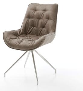 DELIFE Jídelní židle Taimi-Flex mikrovlákno taupe vintage křížová podnož zúžená nerezová ocel