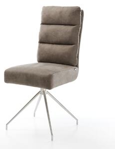 DELIFE Jídelní židle Pela-Flex mikrovlákno taupe vintage křížová podnož zúžená nerezová ocel taštičkové pružiny