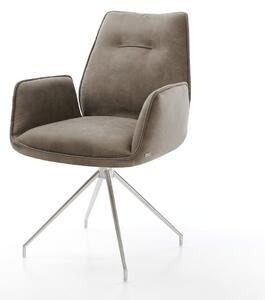 DELIFE Jídelní židle Zoa-Flex mikrovlákno taupe vintage křížová podnož zúžená nerezová ocel taštičkové pružiny