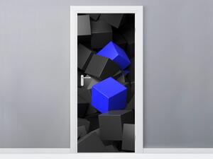 Fototapeta na dveře Černo - modré kostky Materiál: Samolepící, Velikost: 95 x 205 cm