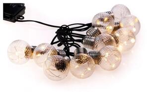 Světelný řetěz s kulatými žárovkami s reliéfem, 10x5 LED