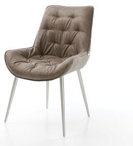 DELIFE Jídelní židle Taimi-Flex mikrovlákno taupe vintage 4-nohá zúžená nerezová ocel