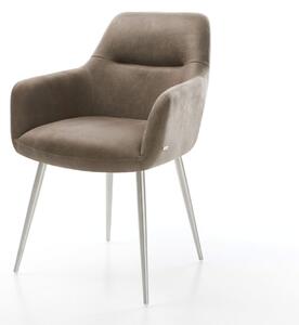 DELIFE Jídelní židle Pejo-Flex mikrovlákno taupe vintage 4-nohá zúžená nerezová ocel taštičkové pružiny