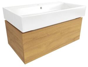Koupelnová skříňka s umyvadlem SAT Feel 80x30x46 cm medový dub mat SATFEEL80DMU2