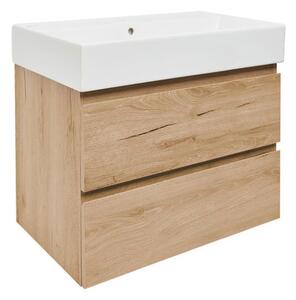 Koupelnová skříňka 2 zásuvková s umyvadlem SAT B-Way 79x50x45 cm dub mat BWAY280OAKU2BI