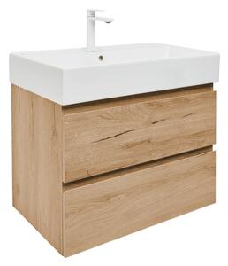 Koupelnová skříňka 2 zásuvková s umyvadlem SAT B-Way 79x50x45 cm dub mat BWAY280OAKU2BBI