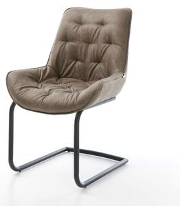DELIFE Jídelní židle Taimi-Flex mikrovlákno taupe vintage jídelní židle kulatá černá