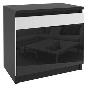 Noční stolek SIMPLY2 Černá - Bílá/Černá lesklá