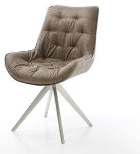 DELIFE Jídelní židle Taimi-Flex mikrovlákno taupe vintage křížová podnož hranatá nerezová ocel