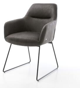 DELIFE Jídelní židle Pejo-Flex mikrovlákno antracit vintage tenká podnož černá taštičkové pružiny