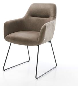 DELIFE Jídelní židle Pejo-Flex mikrovlákno taupe vintage tenká podnož černá taštičkové pružiny