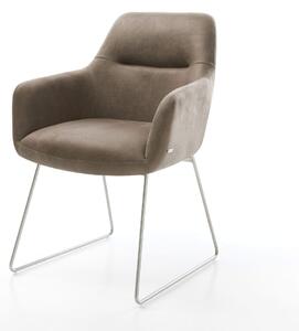 DELIFE Jídelní židle Pejo-Flex mikrovlákno taupe vintage tenká podnož nerezová ocel taštičkové pružiny