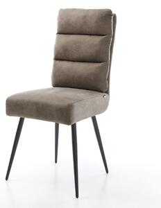 DELIFE Jídelní židle Pela-Flex mikrovlákno taupe vintage 4-nohá zúžená černá taštičkové pružiny