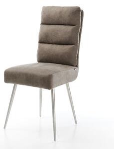 DELIFE Jídelní židle Pela-Flex mikrovlákno taupe vintage 4-nohá zúžená nerezová ocel taštičkové pružiny