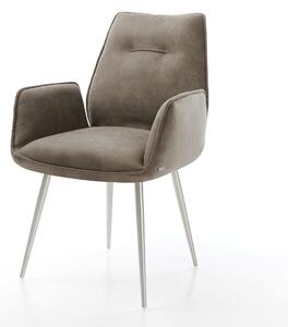 DELIFE Jídelní židle Zoa-Flex mikrovlákno taupe vintage 4-nohá zúžená nerezová ocel taštičkové pružiny