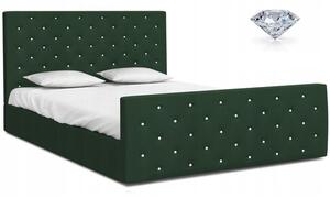 Čalouněná postel VIKI 140x200 Trinity tmavě zelená s kovovým roštem