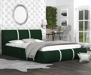 Čalouněná manželská postel PLATINUM zelená bílá 160x200 Trinity s kovovým roštem