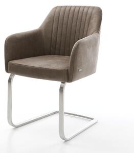 DELIFE Jídelní židle Greg-Flex mikrovlákno taupe vintage jídelní židle plochý nerezová ocel taštičkové pružiny