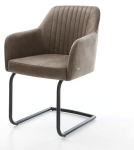 DELIFE Jídelní židle Greg-Flex mikrovlákno taupe vintage jídelní židle kulatá černá taštičkové pružiny