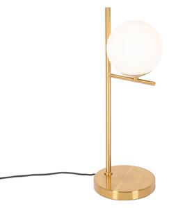 Stolní lampa Art Deco zlatá s opálovým sklem - Flore