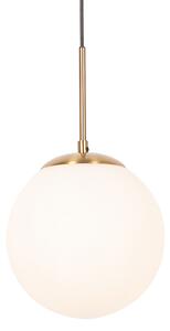 Art Deco závěsná lampa zlatá s opálovým sklem - Flore