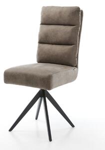 DELIFE Jídelní židle Pela-Flex mikrovlákno taupe vintage křížová podnož hranatá černá taštičkové pružiny