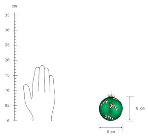 HANG ON Skleněná ozdoba "Candy Cane" 8 cm - zelená