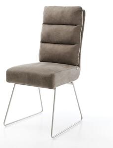 DELIFE Jídelní židle Pela-Flex mikrovlákno taupe vintage tenká podnož nerezová ocel taštičkové pružiny
