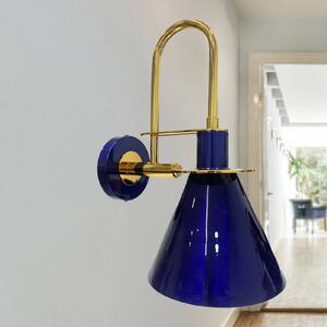 ROYALTECH Nástěnné světlo Ramsay, tmavě modrá/zlatá, výška 35 cm, kov, stmívatelný, Modrá, Obývací pokoj / jídelna, kov
