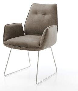 DELIFE Jídelní židle Zoa-Flex mikrovlákno taupe vintage tenká podnož nerezová ocel taštičkové pružiny