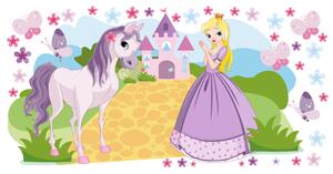 Nálepka na zeď pro děti Princezna ve fialových šatech Rozměry: 100 x 50 cm
