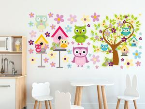 Nálepka na zeď pro děti Milé sovičky Rozměry: 100 x 50 cm