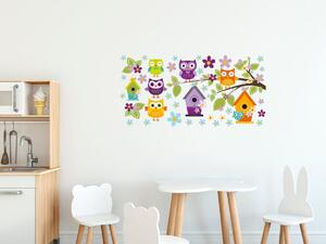 Nálepka na zeď pro děti Sovičky Rozměry: 200 x 100 cm