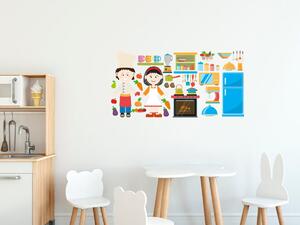 Nálepka na zeď pro děti Malý kuchař Rozměry: 100 x 50 cm
