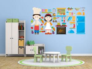 Nálepka na zeď pro děti Malý kuchař Rozměry: 100 x 50 cm
