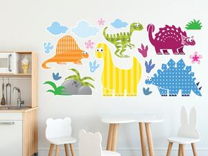 Nálepka na zeď pro děti Barevní dinosauři Rozměry: 200 x 100 cm