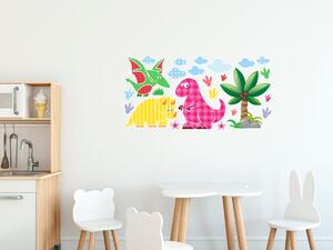 Nálepka na zeď pro děti Barevný svět dinosaurů Rozměry: 200 x 100 cm