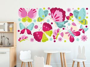 Nálepka na zeď pro děti Barevné motýly Rozměry: 100 x 50 cm