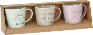 EH 3dílná sada porcelánových hrnků Coffee time, 180 ml